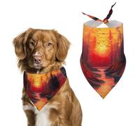Black Bears Family Sunrise Forests Printed Dog Bandanas Adjustable Trendy Triangle Pet Scarffor Small Medium Large