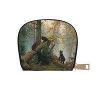 Black Bears Leather Semi-Circular Card Bag, Compact and Convenient, Easy to Store