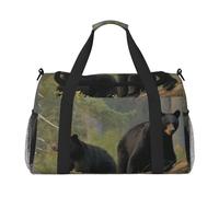 Black Bears Printed Travel Duffle Bag for Men Women Weekender Travel Organizer Bag for Sport, Outdoors, Gym & Fishing