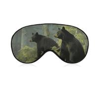 Black Bears Sleep Mask Comfort Travel Eye Masks with Adjustable Elastic Strap Soft Funny Block Light Sleep Eye Cover for Side Sleeper for Nap Men Women Gift