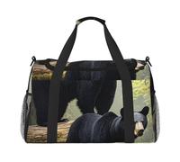 Black Bears Water-Resistant Travel Duffel Bag Compact Sports, Gym & Weekend Tote for Men & Women