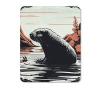 Black Beaver Mouse Pad, Non-Slip Mousepad, Stitched Edges Waterproof Vertical Version Mouse Mat with Cute Pattern for Gaming Work Computer Office 9.4"x7.9"
