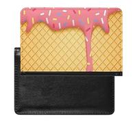 Black Beaver Passport Holder Slim Travel Wallet RFID Blocking Card Case Cover Passport Cover Protector Essentials with Credit Card Slots for Women/Men, ice Cream and Waffle Pattern, One Size, Modern