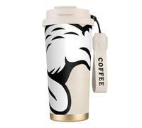 Black Beaver Print Insulated Coffee Mug, 316 Stainless Steel Vacuum Travel Cup, Keep Hot And Cold