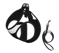 Black Beaver Print Small Dog Harness And Leash Set, Adjustable Soft Vest With 360° Reflective Straps For Cats Puppy