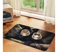 Black Beaver2 Print Pet Feeding Mat Dog Mat for Food and Water Bowl Dogs Water Dispenser Mat Dogs Accessories
