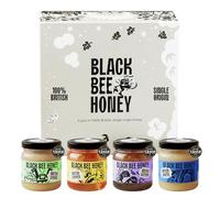 Black Bee Honey Gift Set - x4 42g British Honey Pack, Creamy Light Spring, Runny Floral Summer, Bold Aromatic Autumn and Herbal Winter, Delicious Gifts for her and him