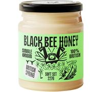 Black Bee Honey - Pure British Spring Soft Set Honey, Creamy and Lightly Sweet, Unprocessed Single Source from Hive to Jar, Never Blended - Delicious on Toast, Soothing in Drinks, 227g Glass Jar