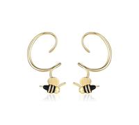 Black Bee Spiral Dangle Stud Earrings for Women Silver Gold-Plated Hypoallergenic Creative Insect Animal Drop Dangling Studs Earring Fashion Lightweight Jewelry for Theme Party, S, Metal, No Gemstone