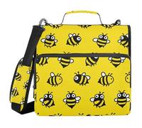 Black Bee Yellow 1.5-Inch 3-Ringing Sturdy Zipper Binder with Handle and Removable Shoulder Strap Multiple Pockets Document Binder Organizer for Office School