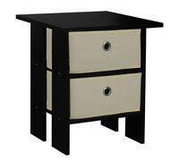 (Black, Beige) 2 Drawer Wooden Bedside Table Living Room Cabinet