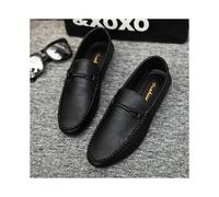 (black Beige-40) Men's Casual Leather Shoes British Soft-soled Loafers Shoes Flats Mocasines Lazy Breathable Driving Casual Shoes Slip-on Loafers