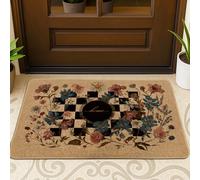 Black Beige Checkered Doormat Decorative Door Mat for Spring Summer Indoor Outdoor Entrance Waterproof Non Slip Easy Clean 29"x17"