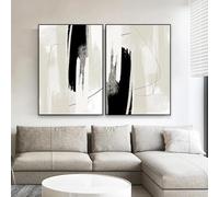 Black Beige Cream Grey Poster Fashion Canvas Painting Print Poster Classical Abstract Art Canvas Prints Home Decoration 80x120cmx2 Frameless