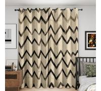 Black Beige Geometric Curtains Blackout, 90x108 Inch 2 Panels - Ethnic Ikat Geometric Pattern Black Out Curtains, Home Decor, 108 Drop Eyelet Window Drapes for Bedroom, Living Room DI99