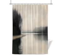 Black Beige Lake Shower Curtain for Bathroom, Mysterious Abstract Aesthetics Vintage Waterproof Cloth Fabric Bathroom Accessories Set with 12 Rust Proof Plastic Hooks, 36” x 78”