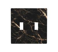Black Beige Luxury Marble Double Gang Toggle Light Cover Wall Plate Switch Decor Standard Size - 11.4x11.4cm