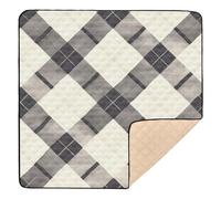Black Beige Plaids Large Stylish Thick Play mat for Baby for Floor 1-Piecing foldablummy Time Mat for Babies Infants Toddlers, 50'' x 50''con Musica para Bebes