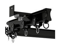 Black Bendable Curtain Track System Shower Curtain Rod, Ceiling/Wall Mounted Long Flexible Room Divider Rail for Rv/Balcony/Privacy Partition, Include Pulleys Brackets En(Wall Mount-8m/26ft)