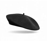 Black Beret Hat for Women Men - Unisex French Beret Cap, Wool Blend Artist Painter Hat, Classic Parisian Vintage Style, Soft Warm One Size Fits All - Fancy Dress Costume & Everyday Fashion Accessory