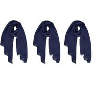 Black Berry New Women Chiffon Scarf Hijab Plain Silky Elegant Sarong Shawl Wrap Plain Maxi Soft for All Seasons (Navy Pack of 3)