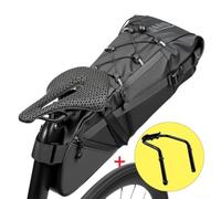Black Bicycle Luggage 15L Multi-Pocket Design for Travel(12L+bracket) | 12L volume, waterproof polyester, holds essentials, long ride ready, black finish