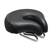 (Black) Bicycle Noseless Saddle Wide Large Soft PVC PU Pad