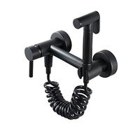 Black Bidet Sprayer with Cold and Hot Water Brass Portable Cloth Diaper Washer Shower Sprayer Set Wall Mounted Bathroom Shower Bidet Tap for Toilet Cleaning, Personal Hygiene