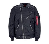 Black Biker Jacket with Poussoir Collar, male, Alpha Industries, Light Jackets, Black, S, Jackets S