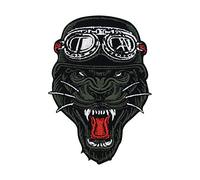 Black Biker Panther Iron-On Patch | Motorcycle Cowl ironable Patch, Leather Vests Iron on Patches, Animal with Helmet Embroidery Patch, Vest Patch, Motorcycle Badges Finally Home