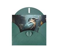 Black Bird And Flower Horizontal Holiday Card With Dark Green Heart Shaped Envelope And Write Various Holiday Greetings