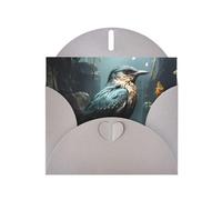Black Bird And Flower Horizontal Holiday Card With Gray Heart Shaped Envelope And Write Various Holiday Greetings