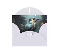 Black Bird And Flower Horizontal Holiday Card With White Heart Shaped Envelope And Write Various Holiday Greetings