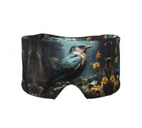 Black Bird and Flower Unisex Side Sleeping Headband, Sleeping Eye Mask and Ear Muffs, (26.8 * 4.3 inches), Indoor and Outdoor Travel Yoga Adjustable Comfort Eye and Ear Muffs,