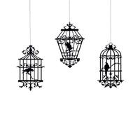 Black Bird Cage Decor - Halloween Bird Cage Decor, Birdhouse Wall Decal, Bird Lover Gifts, Bird House Decoration, Set of 3, Home Wall Art, Halloween Mantel Decor(Bird Cage Decor)