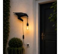 Black Bird Wall Lamps Resin Crow Resin Lamp with Bulb E27 Base Modern Raven Art Deco Bedside Decor 3 Pin Plug in Cord Wall Lamps for Bedroom, Office, College Dorm