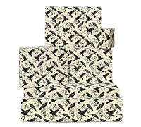 Black Bird Wrapping Paper - 6 Sheets Gift Wrap for Men or Women - Birthday Wedding Gothic Theme - Elegant Flying Crows on Cream Background - Recyclable - Comes with Tags by Central 23