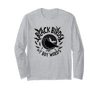 Black Birds Not Boy Words: Rebellious Avian Anthem Long Sleeve T-Shirt, Adult Unisex, Heather Grey, XXL