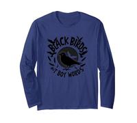 Black Birds Not Boy Words: Rebellious Avian Anthem Long Sleeve T-Shirt, Adult Unisex, Navy, XXL