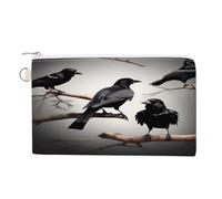 Black Birds on A Branch Coin Purse Canvas Wallet with Zipper Portable Mini Change Pouch Cute Money Pouch Small Organizer Coin Card Key Holder for Women Girls Daily Use Gift