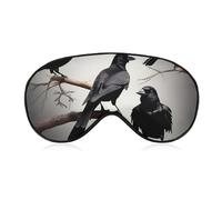 Black Birds on A Branch Sleep Mask Comfort Travel Eye Masks with Adjustable Elastic Strap Soft Funny Block Light Sleep Eye Cover for Side Sleeper for Nap Men Women Gift