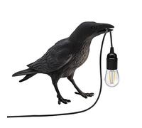 LEDSone Black Birds Table Lamps Resin Crow Desk LED Lamp E27 Base Modern Raven Art Deco Bedside Decor 3 Pin Plug in Cord Table Lamps for Bedroom, Office, College Dorm(Pack 1)