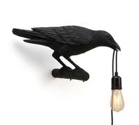 Black Birds Wall Lamp, Resin Crow LED Lamp, Right Black