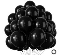 Black Birthday Balloons, 100Pack Matte Black Balloons, Latex Helium Balloon, Birthday Decorations For Men Boys, Halloween New Years Eve Wedding Anniversary Graduation Party Decorations,12 Inch