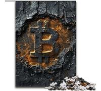 Black Bitcoin Logo 1000 Piece Jigsaw Puzzles for Adults Gifts, Stress Reliever Staycation Kill Time Enhance Love between Couples (50x75cm)