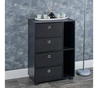 Urbn-Living Urbnliving Height 84Cm Wooden 6 Section Black Bookcase And Drawer