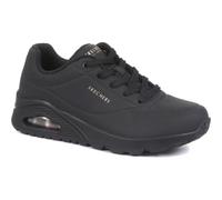 (Black Black, UK 5.5) Skechers Uno Stand On Air Womens Ladies Cushioned Running Black Trainer