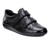 (Black Black, UK 6.5-7 / EU 40) Ecco Soft 2.0 Womens Ladies Hook & Loop Leather Shoes Trainers