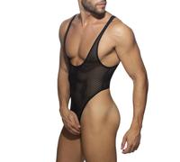 (black,black, XXL) Men's Erotic Bodysuits One-Piece Ergonomic Shape Gay Lace T-Pants Thongs Sexy Translucent High-Slit Underwear