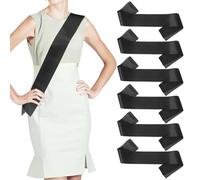 Black Blank Sash, 6 Pcs Plain Sash Satin Chair Custom Sashes Personalized Sashes Bridal Shower Decorations for Pageants Prom Queen DIY Birthday Party Graduation Senior Homecoming (Black)